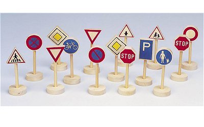 Goki Toys Pure - 15 Wooden Road Signs