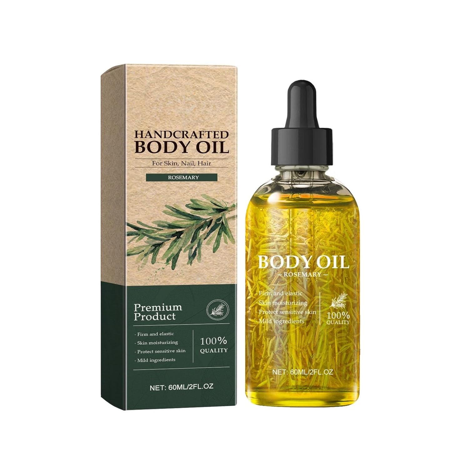 Generic KhE935 Handmade Body Oil Improves the Complexion and Strengthens the Skin 60 ml (Yellow, 3.3 x 11.6 cm)