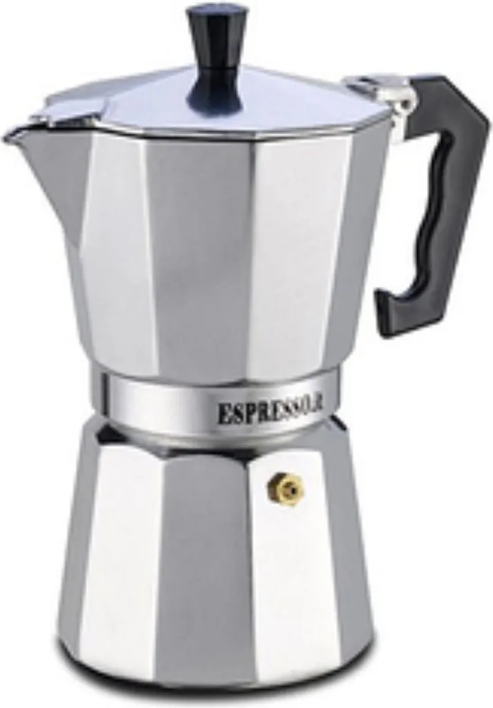 Scanpart Traditional Pepita espresso maker, Italian style, for 3 cups, aluminium, suitable for gas, electric and glass ceramic hobs.