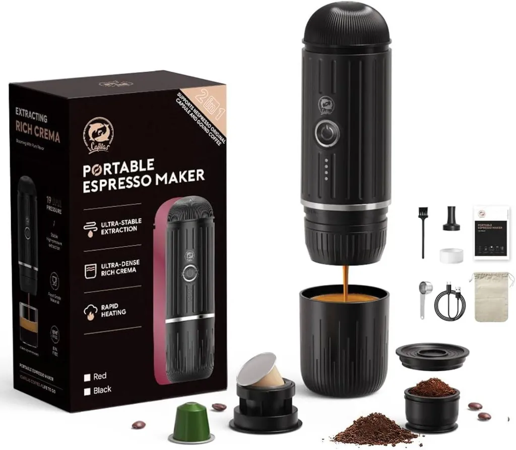 AjieQaQ Portable Electric Espresso Machine, Self-Heating, USB Rechargeable, 80ml, Mini Coffee Machine