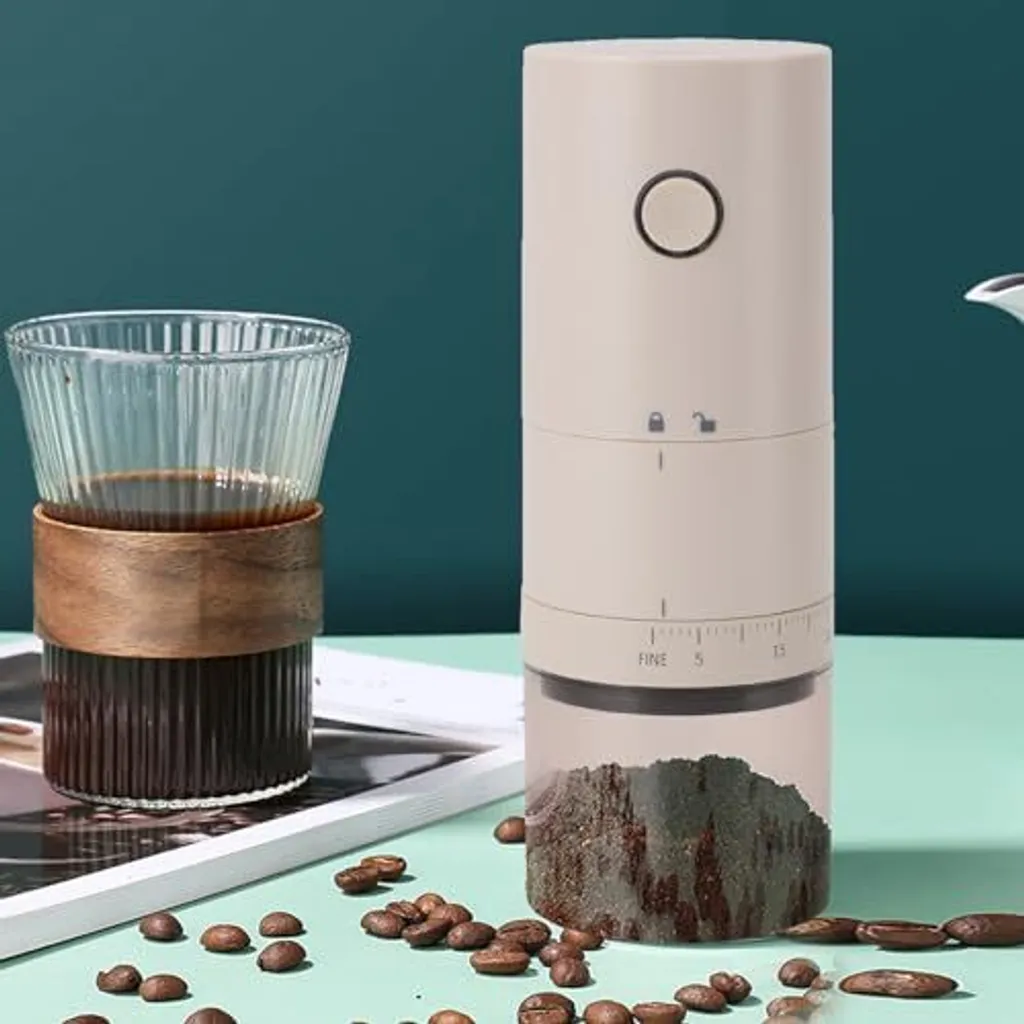 Garsent Portable electric coffee grinder, conical burr grinder, small rechargeable bean grinder, 38 adjustable grind settings, compact travel espresso grinder, cold brew