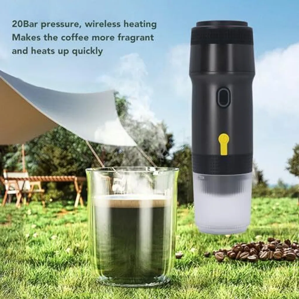 Fockety Portable coffee machine, compact 20-bar pressure extraction, wireless electric espresso machine, 120 ml water cup, USB charging, DG capsules, Bo