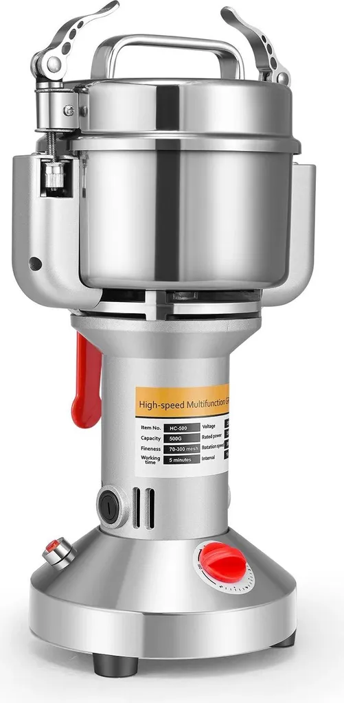 StarTech Portable Mill - Electric Grain and Spice Mill - 500g Capacity - High Speed ​​- 3 Blades - Timer - Environmentally Friendly - Light Grey