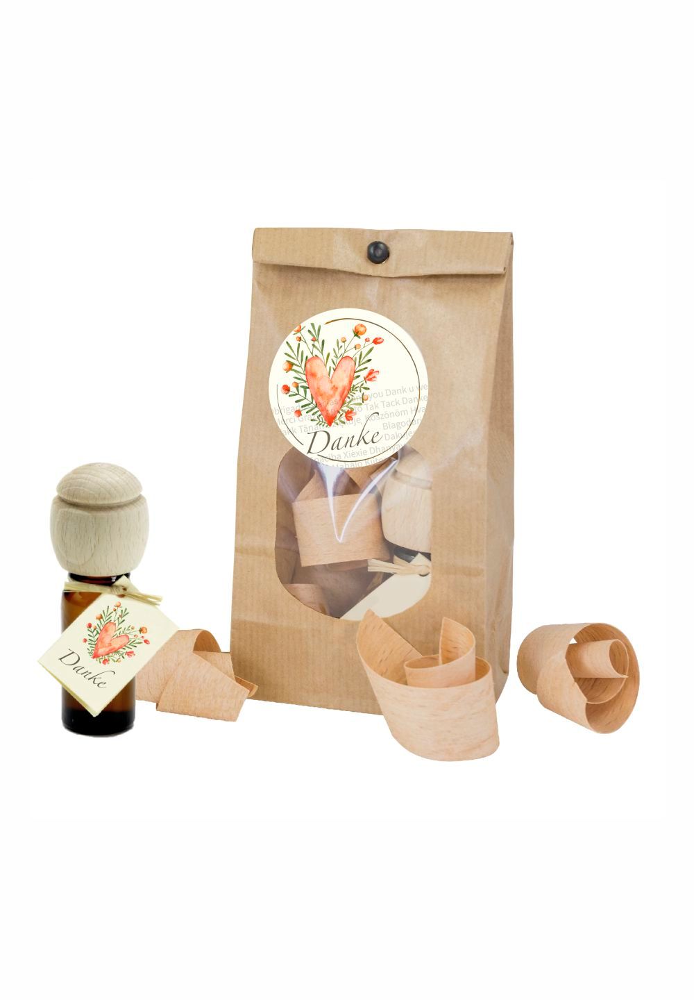 TRAUMDUFT Dream Fragrance Piccolino Dankelino Mediterranean Room Fragrance Gift Set with Beechwood Head, 10 ml