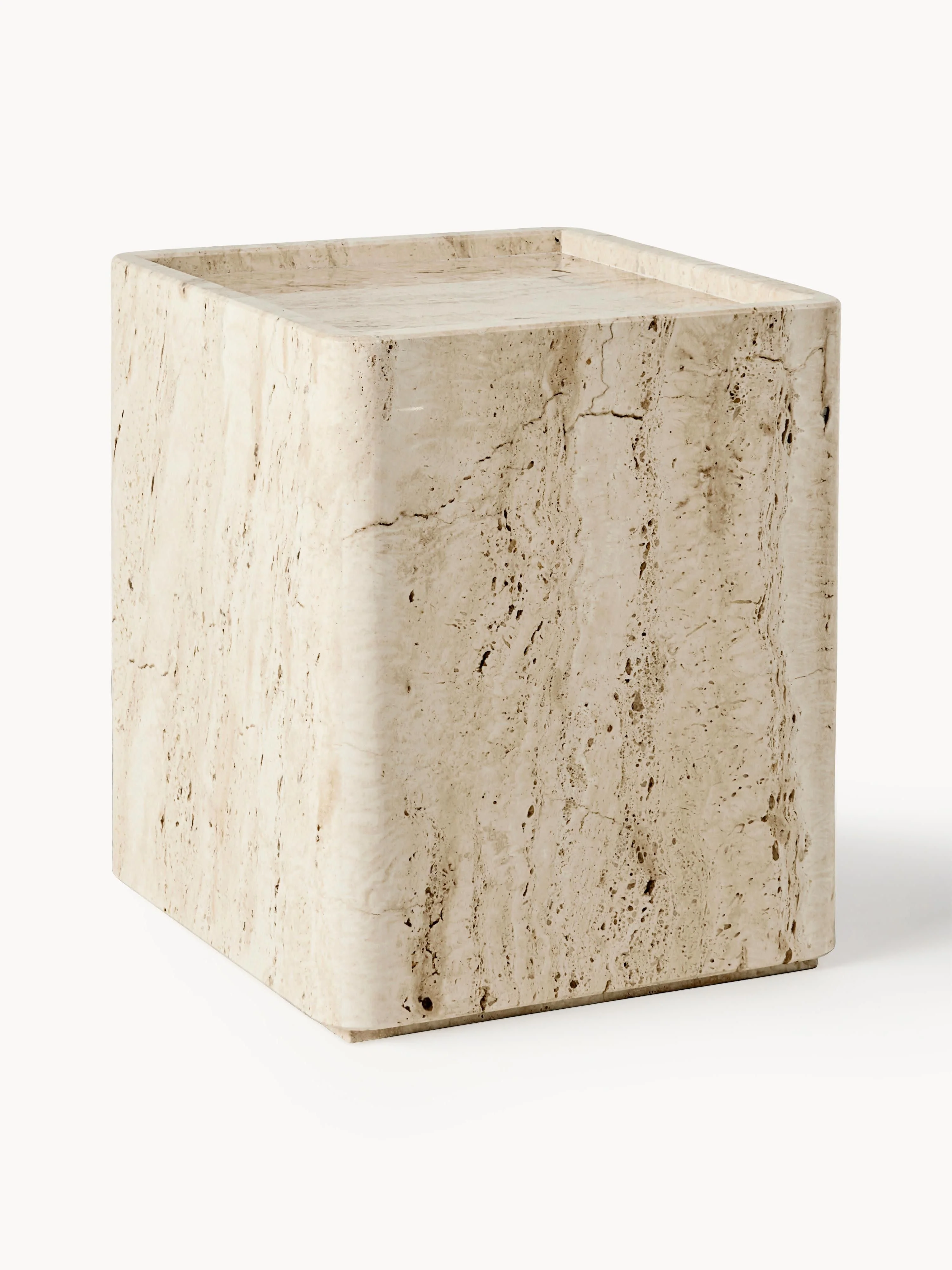 gubi Pietra travertine side table, Travertine Light Beige