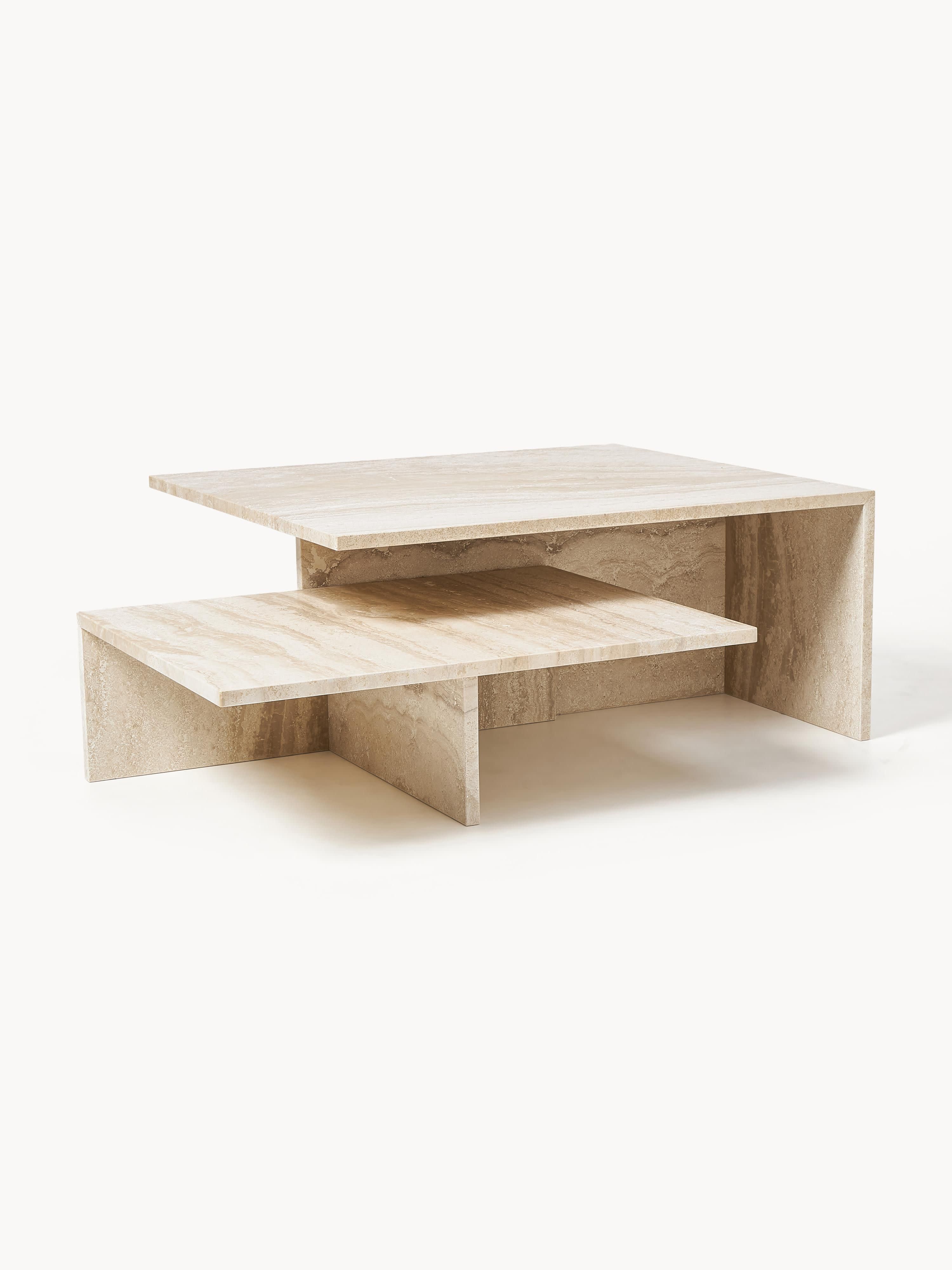 Ferm Living Travertine coffee tables Distinct Grande Duo, set of 2