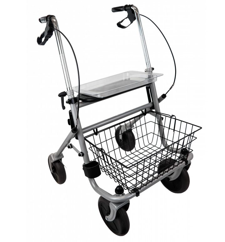 Trendmobil rollator silver with parking brake including basket, walking stick holder and tray 1 St