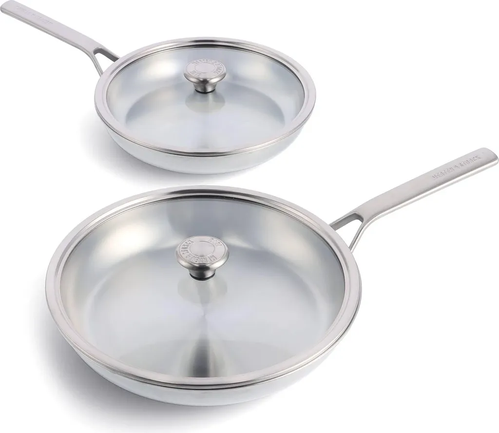 Markenlos Tri-Ply Stainless Steel Induction Pan Set - Induction - 2 Pieces - Silver - Stainless Steel - 26cm and 30cm