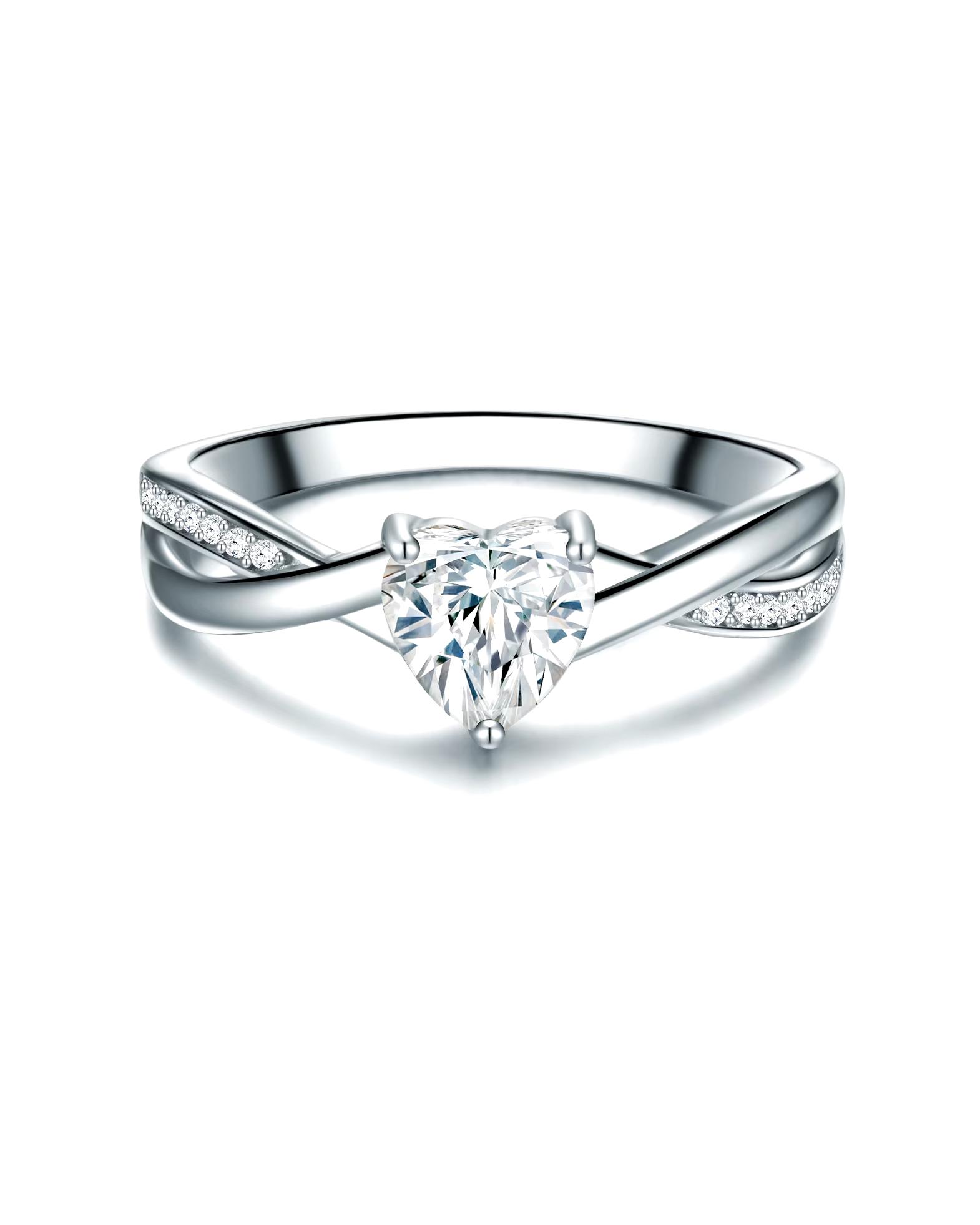 Trilani Ring Ring Heart Sterling Silver Zirconia in Silver