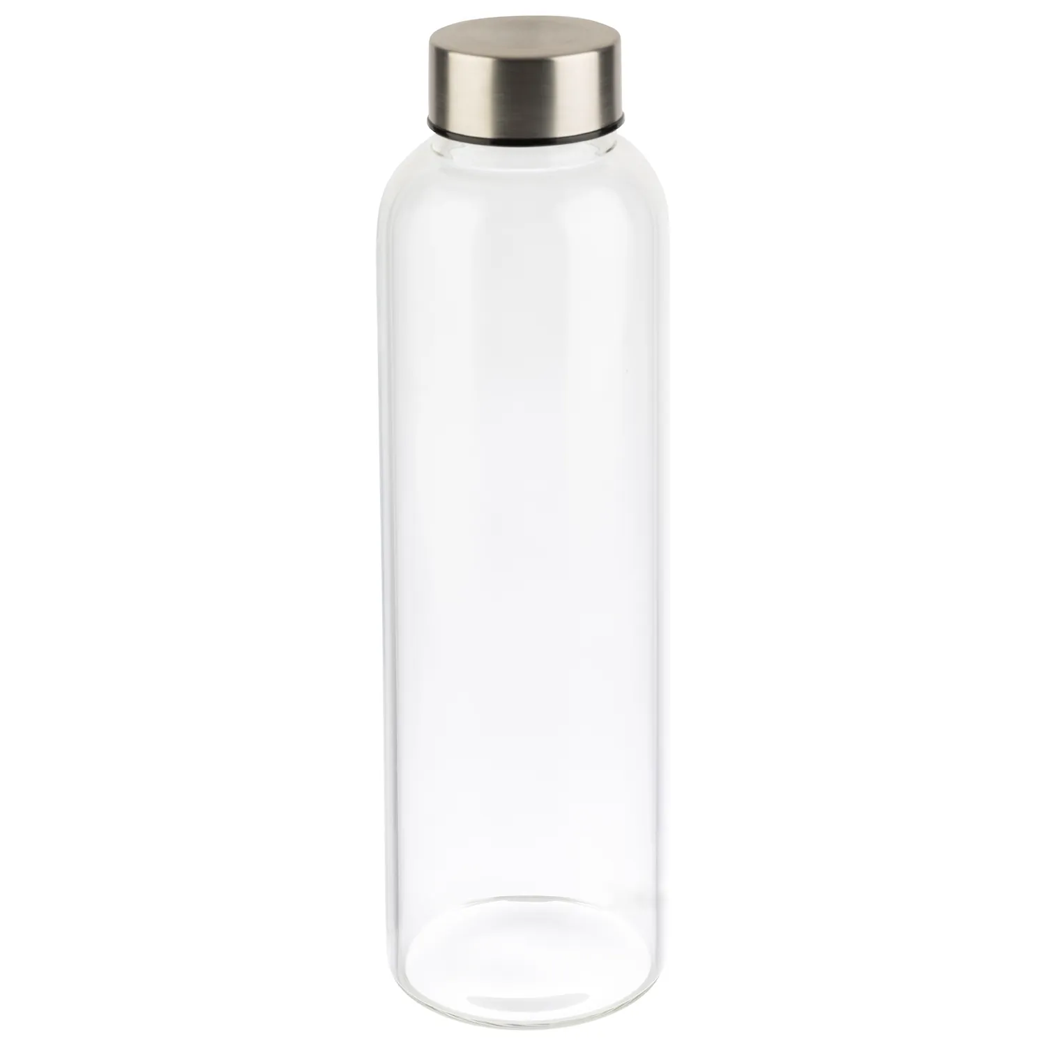 Drinking bottle with screw cap, glass, stainless steel, PP, D: 6.5 cm, H: 23.5 cm, I: 0.55 ltr., 6 sets