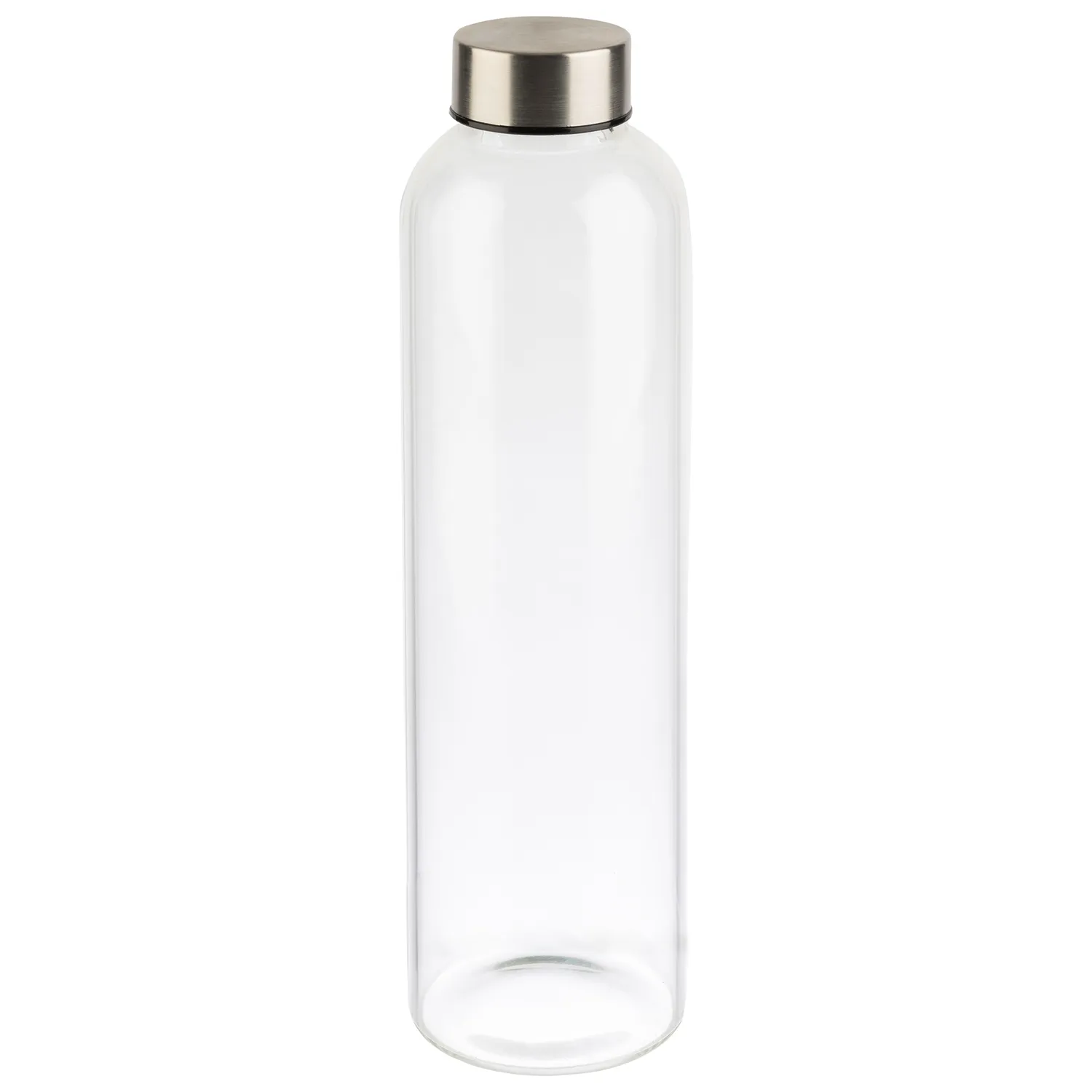 Drinking bottle with screw cap, glass, stainless steel, PP, D: 7 cm, H: 26.5 cm, I: 0.75 ltr., 6 sets