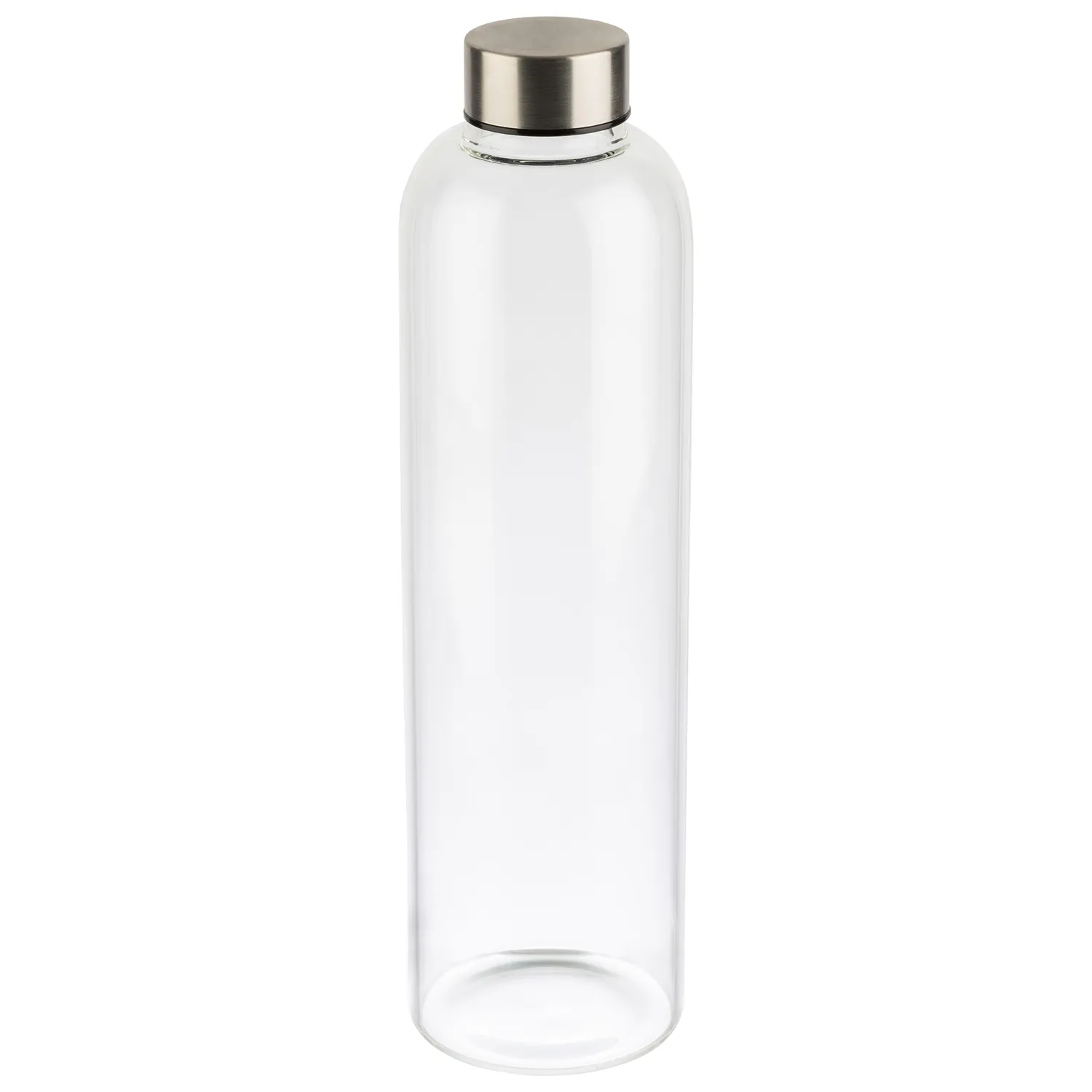 Drinking bottle with screw cap, glass, stainless steel, PP, D: 7.5 cm, H: 28.5 cm, I: 1 ltr., 6 sets
