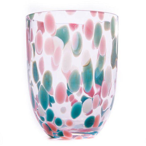 Drinking glass Big Confetti Tumbler Pink Turquoise Light Blue by Anna von Lipa
