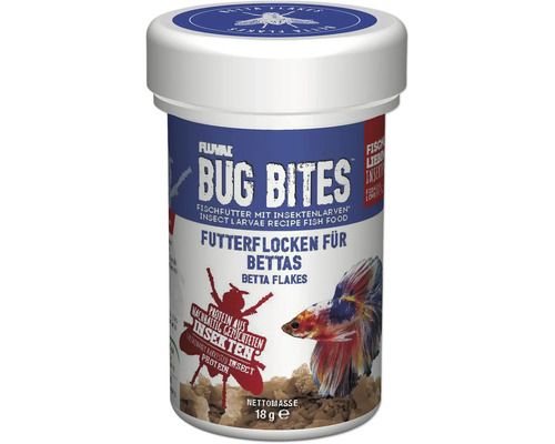 Fluval Bug Bites Betta Color 100 ml dry aquarium food flakes for bettas with a high insect content