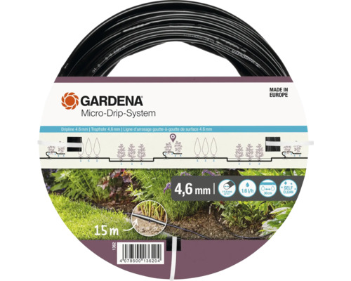 Above-ground drip line 4.6 mm (3/16"), 15 m, for GARDENA Micro-Drip-System without fittings