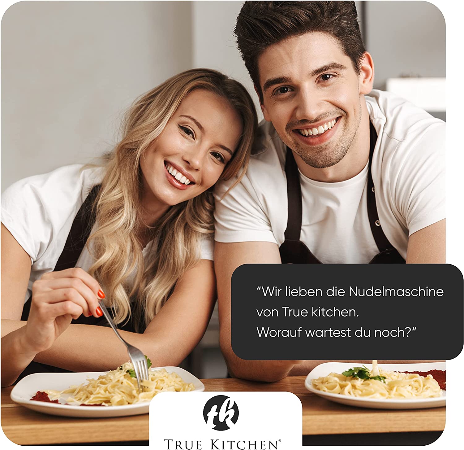 tk TRUE KITCHEN True Kitchen® Bella Pasta Manual Pasta Machine, Silver, Pasta Maker for Lasagne, Ravioli, Spaghetti and Tagliatelle, Complete Stainless Steel with Metal Handle