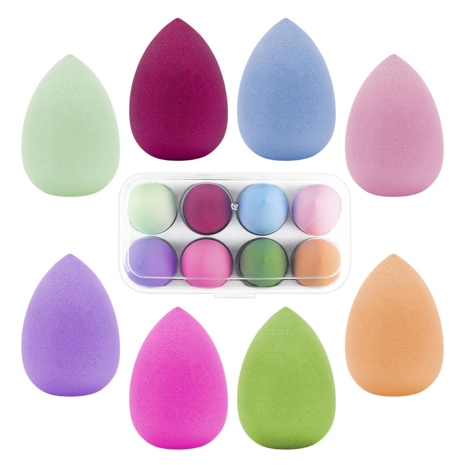 Elektheim Make Up Sponge, 8 Pieces Beauty Foundation Blending Beauty Sponge, Beauty Makeup Sponges Blender for Liquid Foundation Powder Sun Protection Powder Puff Cream Gift for Women