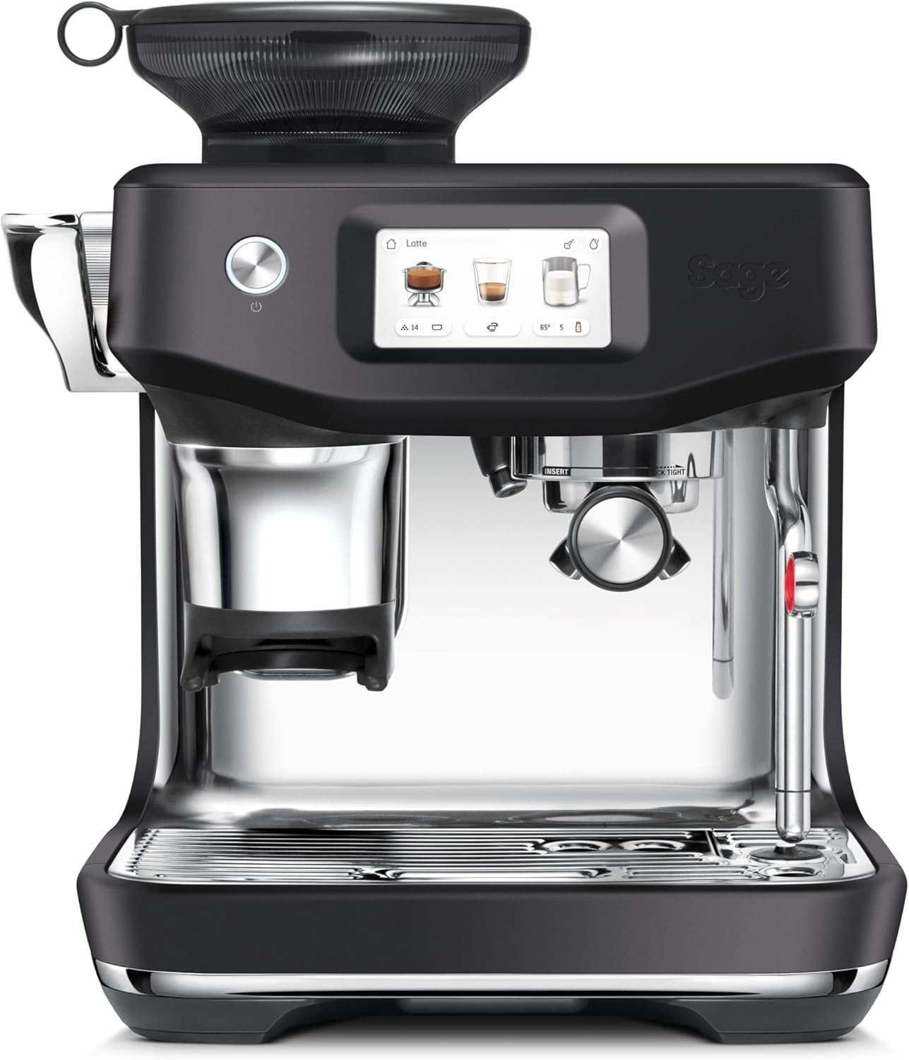 Sage - The Barista Touch Impress - Coffee machine with automatic milk frothing, integrated grinder & cold brew function - Intelligent dosage, assisted tampering - Black truffle