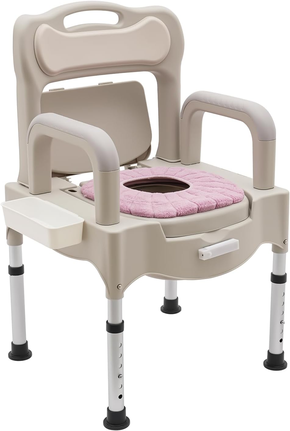 Queeucaer Height Adjustable Portable Bedside Dresser Chair Commode Chair 250 kg / 551.16 lb Bedside Dresser Chair Portable Toilet Height-Adjustable Toilet for Home Use