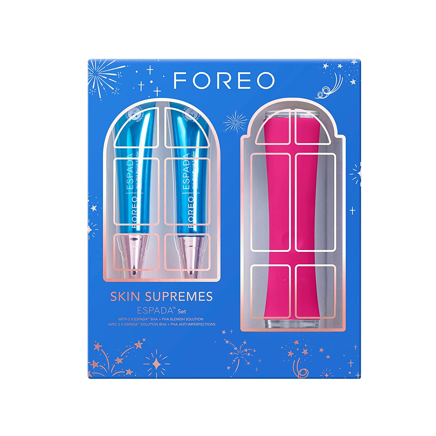 FOREO Skin Supremes ESPADA + 2 x ESPADA BHA+PHA Blemish Solution | Acne Treatment & 2 x Salicylic Acid Skin Care Set, 15ml | Pimple Beauty Skincare Gifts for Women Facial Care, ‎magenta