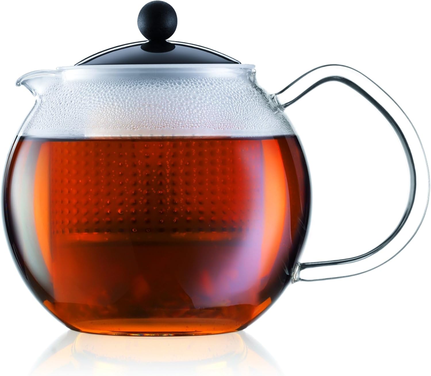 Bodum Assam Tea Press with Glass Handle and Coloured Plastic Lid, 1.5 L (51 oz) - Black