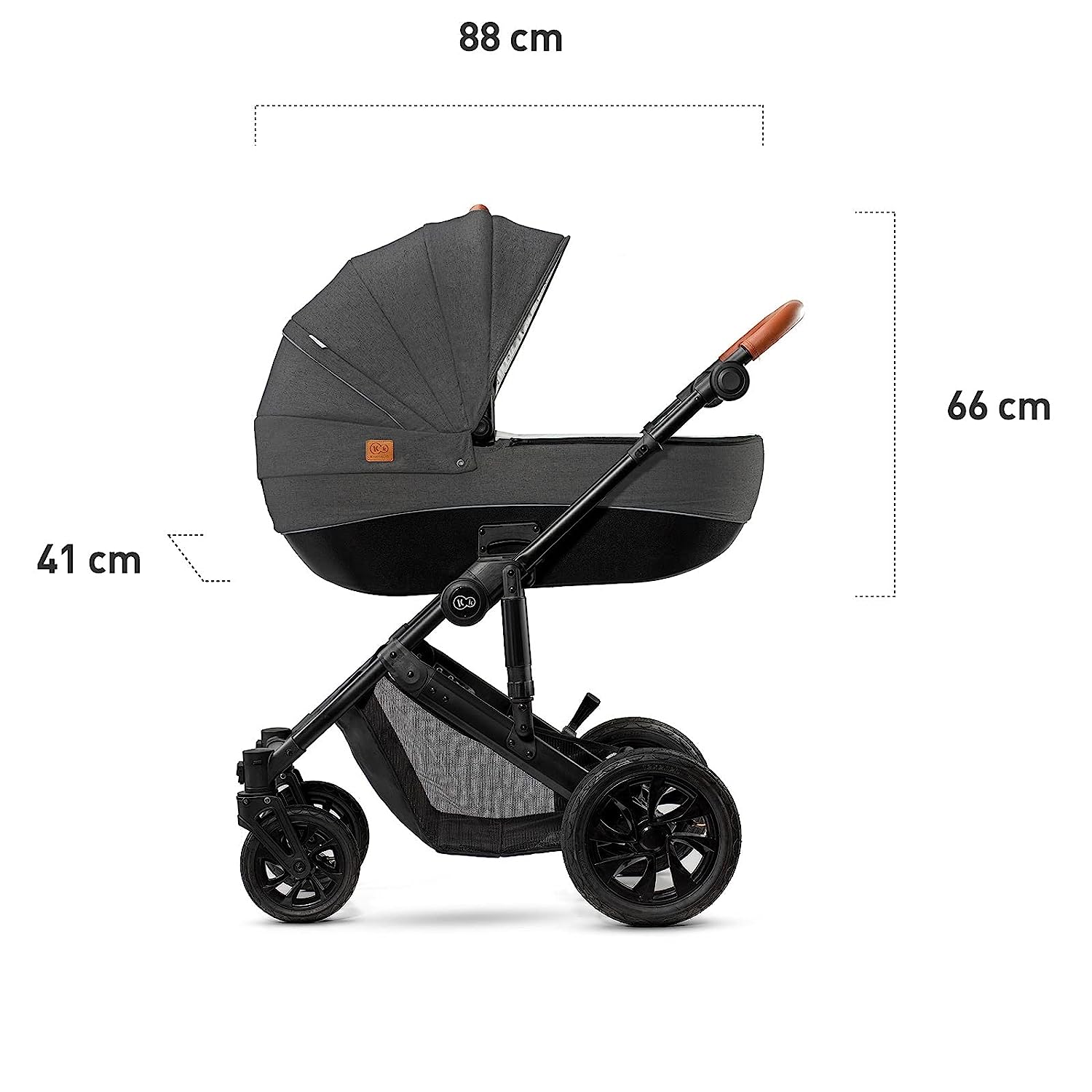kk Kinderkraft Kinderkraft Pram 2-in-1 Prime 2020 Pram Set Combination Pushchair Sports Pram Buggy and Carry Cot Large Wheels Pneumatic Tyres Comfortable Buggy Seat with Reclining Position Accessories, Black