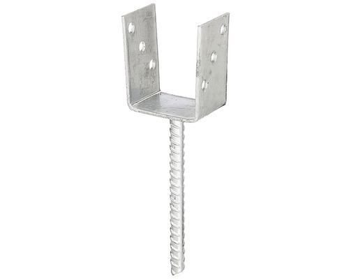 Kaiserthal U-post support with concrete anchor made of corrugated steel 91 x 100 x 200 mm, hot-dip galvanized, 1 piece
