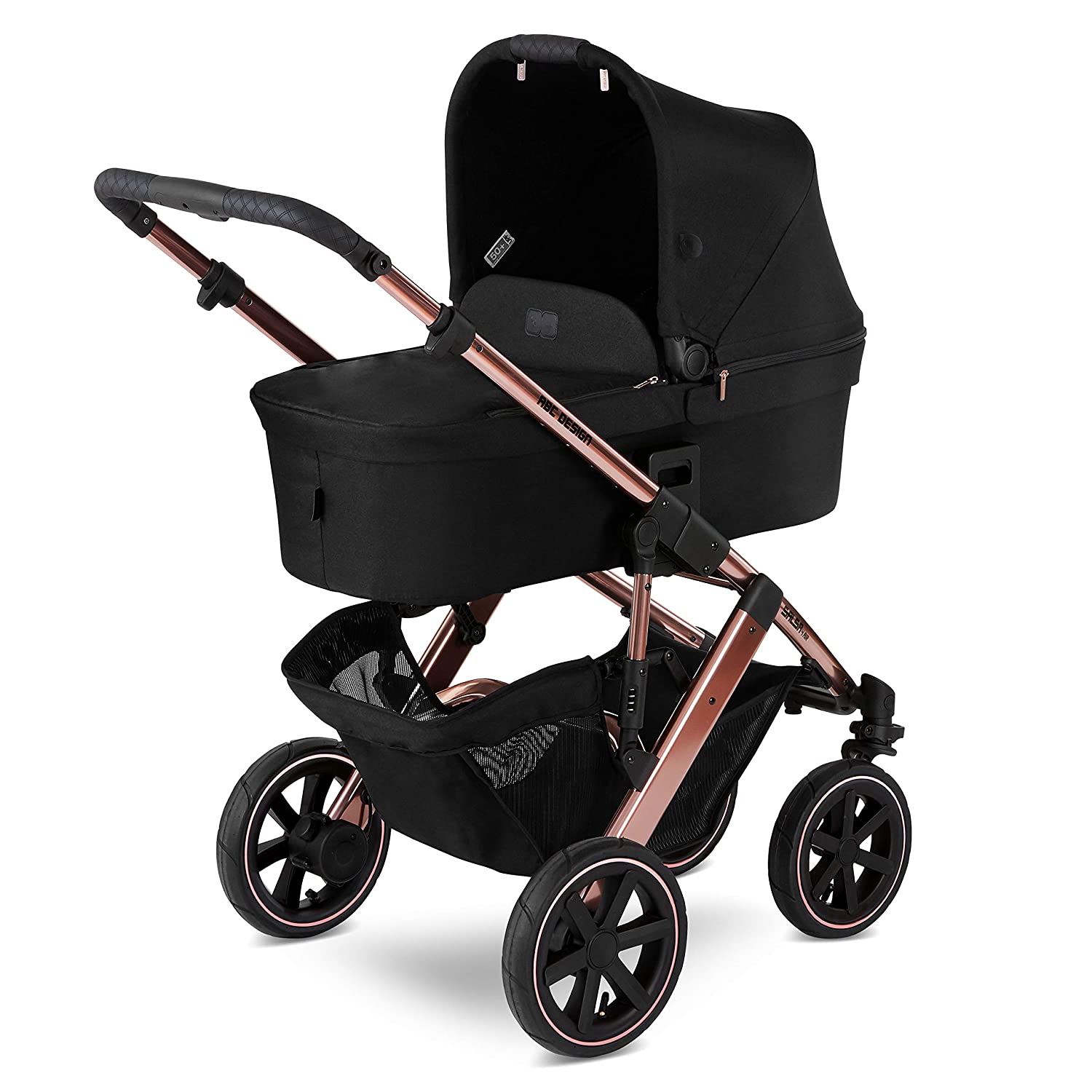 ABC Design Salsa 4 Pram / Pushchair / Pushchair / 3-in-1 Set / ABC Tulip Baby Seat with Adaptor Rose gold