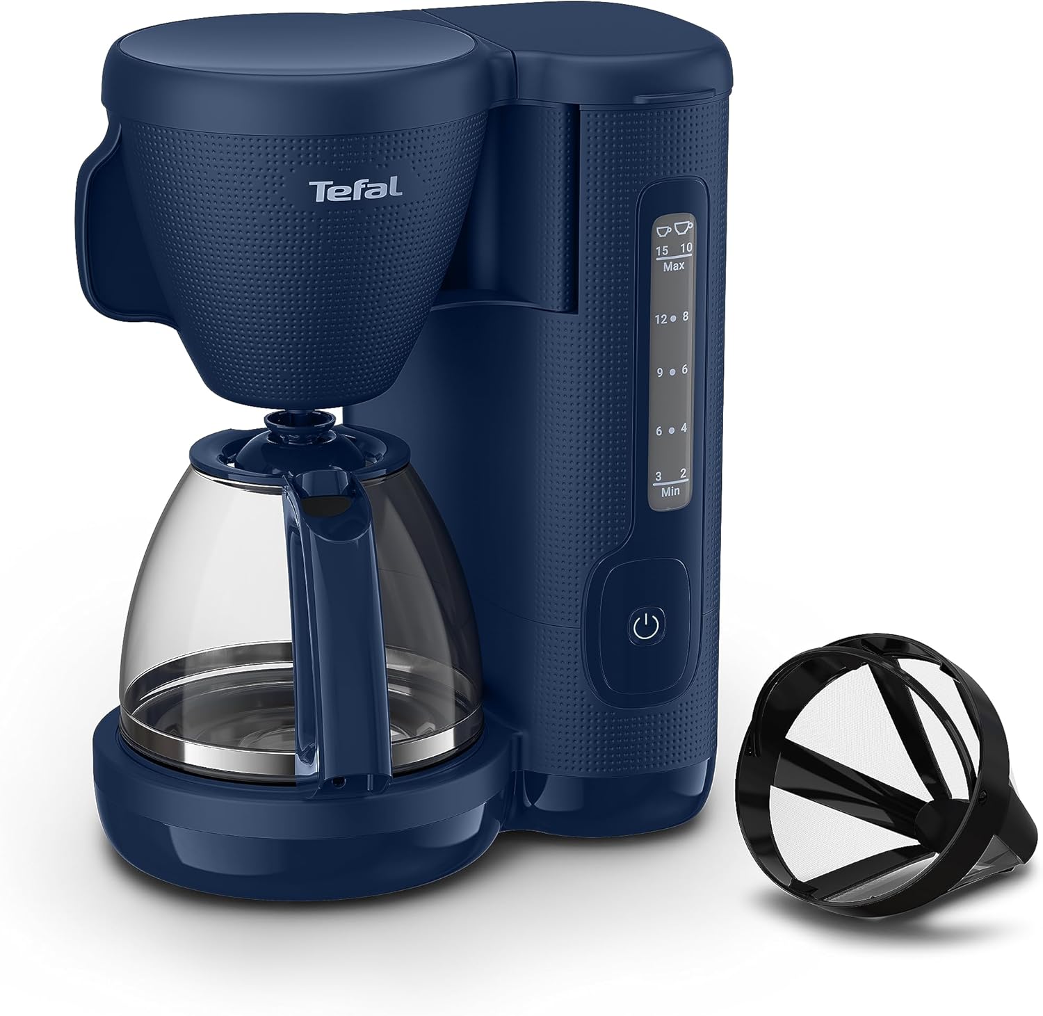 Tefal Morning CM2M1410 Filter Coffee Machine, Glass Jug, 1.25 Liter Water Tank, Keep Warm Function, Permanent Filter, Water Level Indicator, Blue