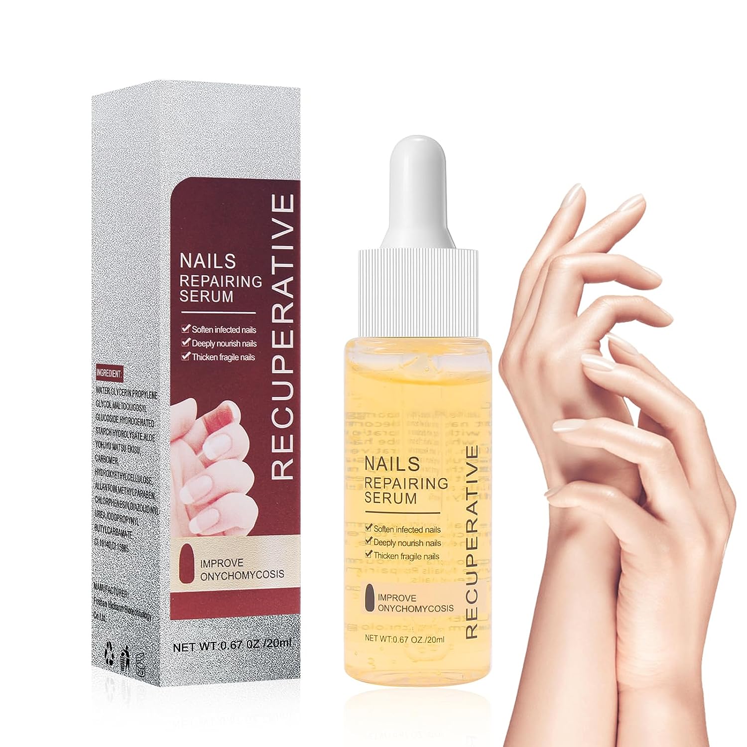 KUIRUNRX Nail Growth and Strengthening Serum, Nail Oil Cuticle Care Oil, Toenail Growth Treatment for Damaged Nails, Stronger Nails, 20 ml
