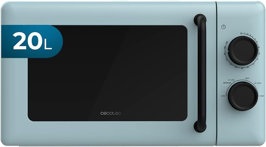 Cecotec Proclean 3010 Mechanical Microwave 20L Blue 700W 6 Power Levels Defrost Mode Cooking Time End Signal Interior Light Timer up to 30 Minutes Blue Design