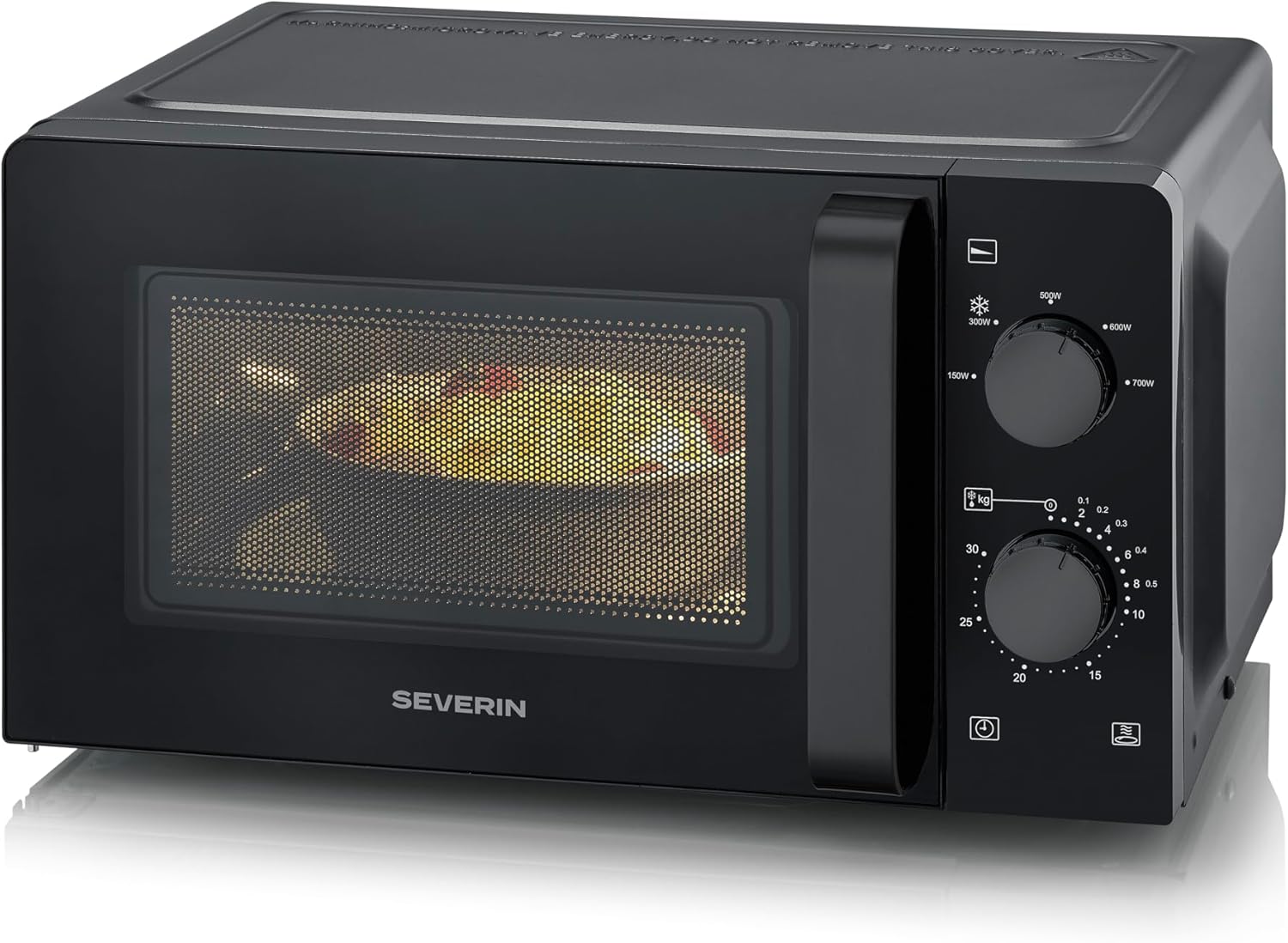 Severin Microwave Solo, Inverter, Defrost and Heat, 6 Power Levels with Defrost Function, Microwave Device with Turntable for Even Heat Distribution, 19 L, 700 W, Black, MW 7580