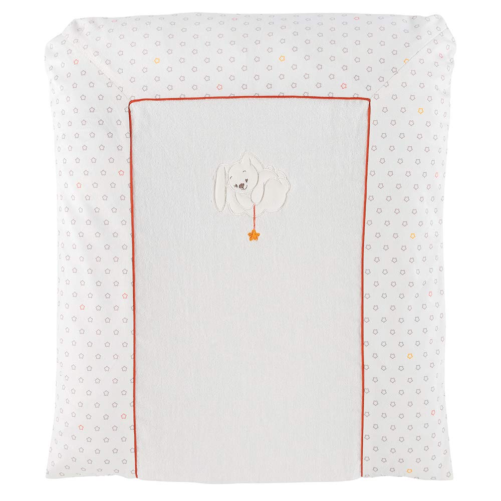 Nattou Mia and Basile Rabbit Changing Mat 65 x 60 cm White with Stars / Orange