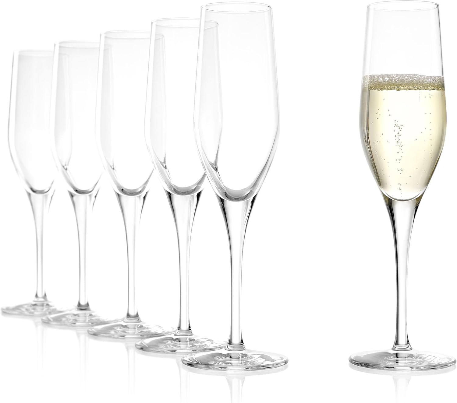 Stölzle Lausitz Exquisit Series Champagne Flutes, 175ml, 6-piece set, dishwasher-safe: precious glass set for sparkling wines, made from crystal glass