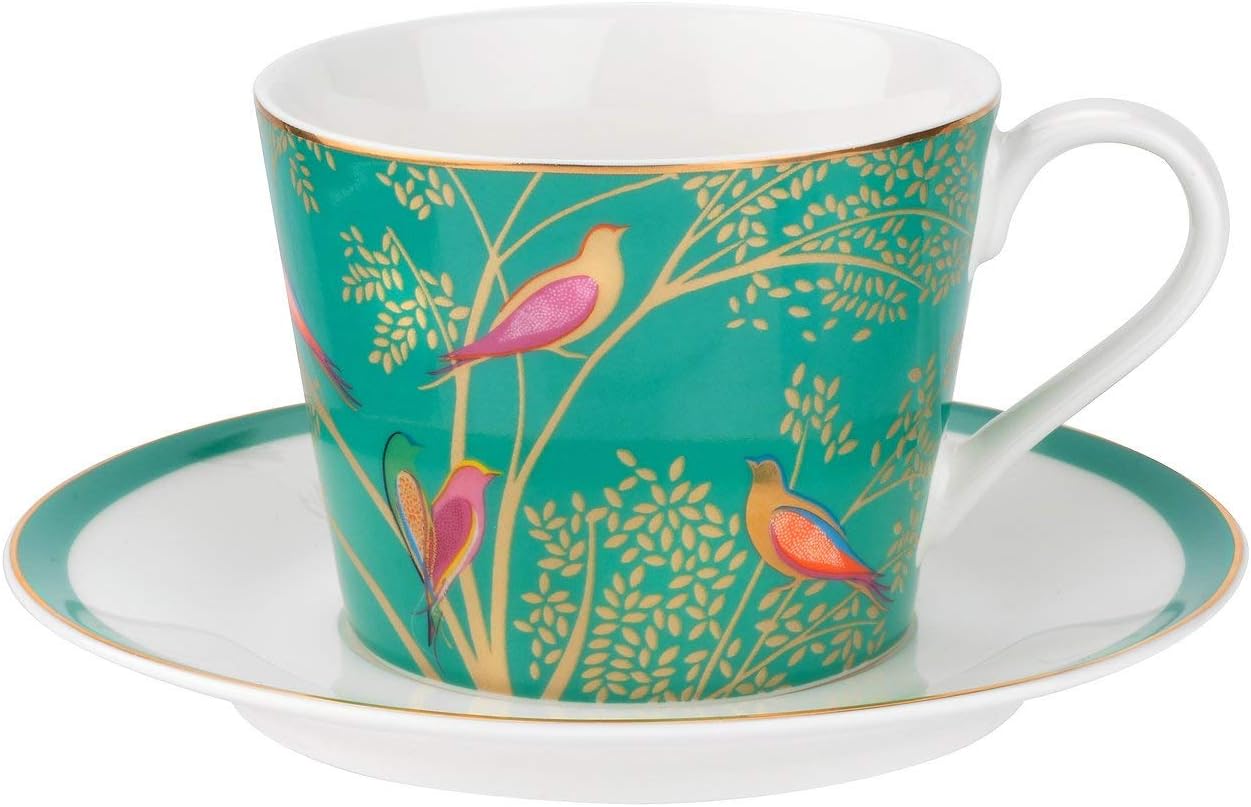 Sara Miller for Portmeirion Chelsea Cup and Saucer, Ceramic Green, 230 x 185 x 95 cm