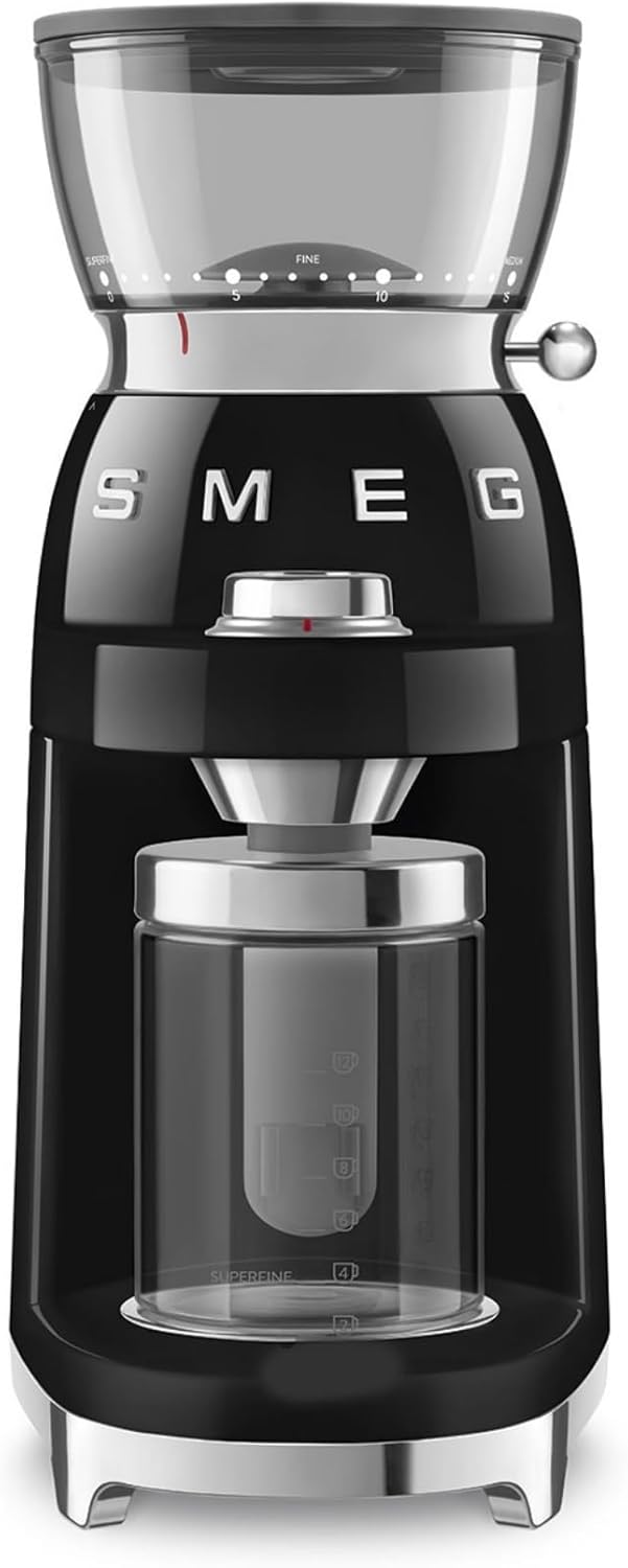 Smeg, Coffee Grinder CGF03BLEU 15 Grinding Levels 240g Coffee Bean Container Adjustable Grinding Quantity with Antistatic System 150W Black