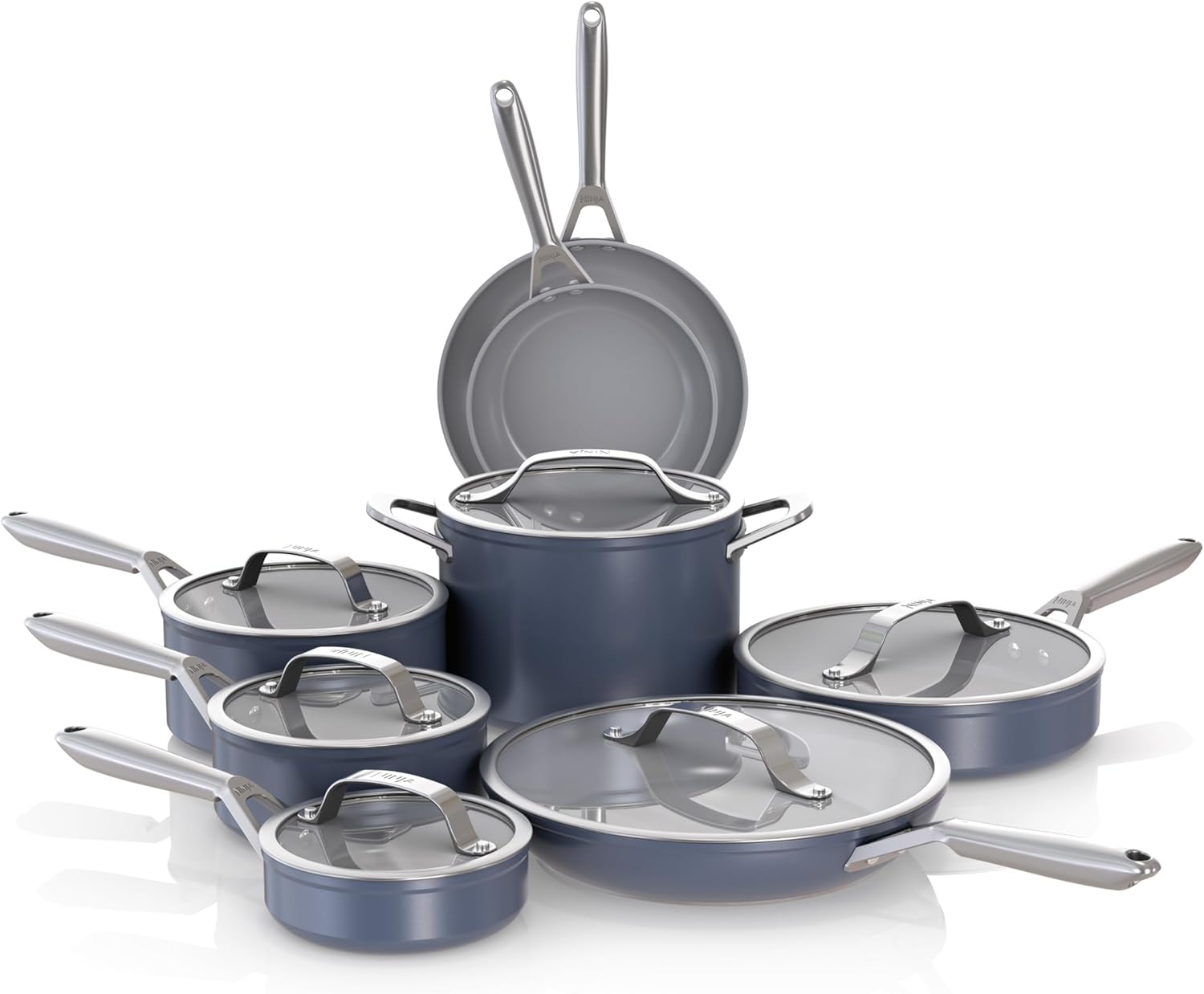 Ninja Ceramic Pro CW39014MM Non-Stick Cookware Set, Pots and Pans, Non-Stick, PTFE Free, Ceramic Coated, Oven Safe, All Hob Types and Induction Compatible