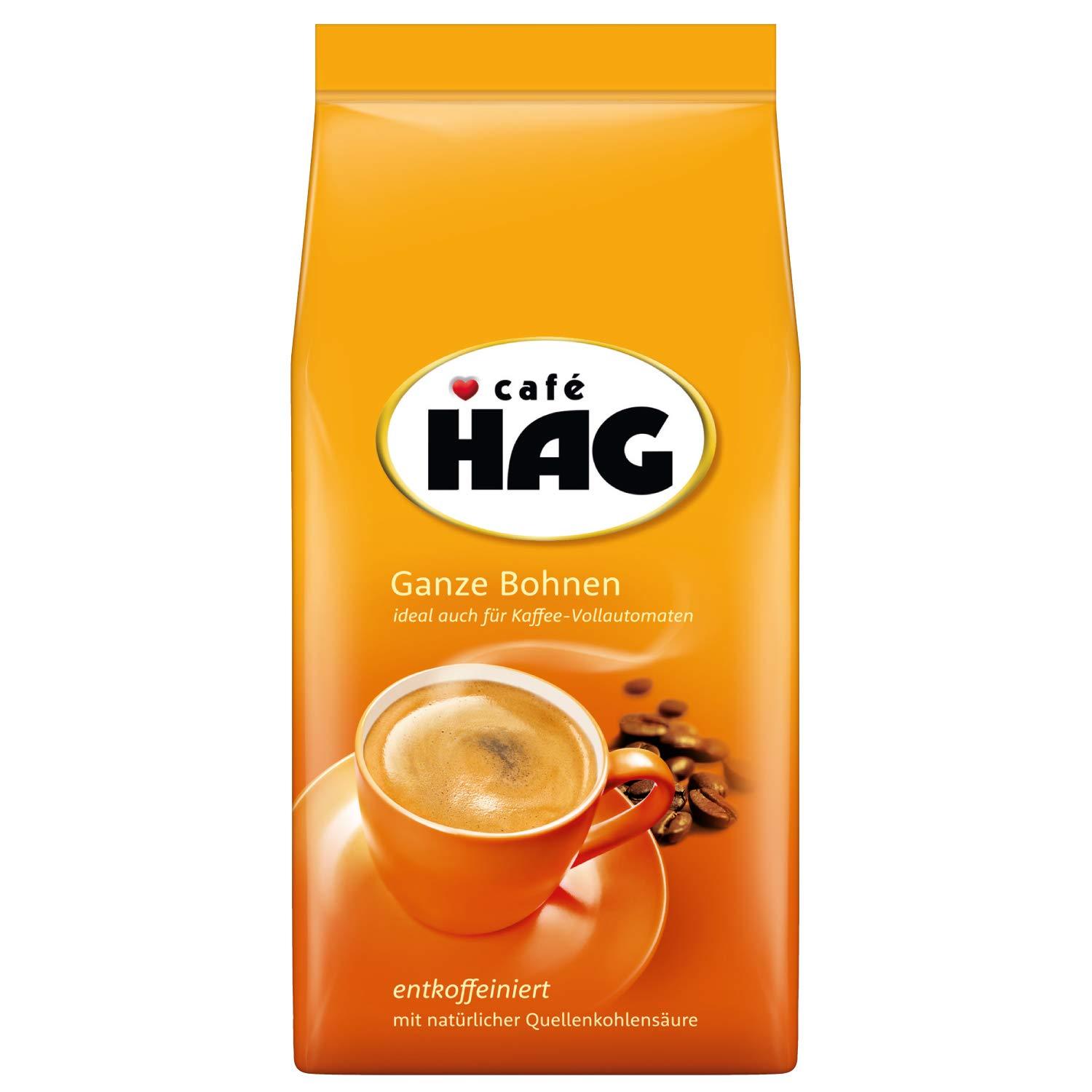 Jacobs Café Hag Classic Mild Café Crema, 500g of entire coffee beans decaffeinated, intensity 4/5, for professional use
