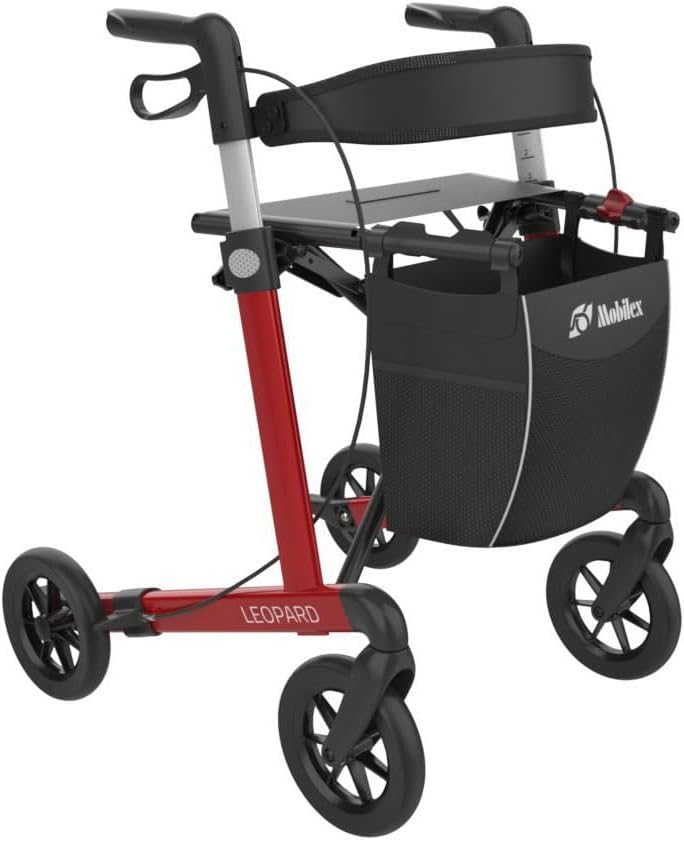 Mobilex Leopard Rollator with Soft Wheels Red