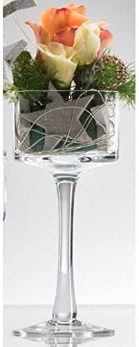 Sandra Rich Set of 12 Glass Candle Holder, tealight holder on Foot Height 20 cm Diameter 9 cm
