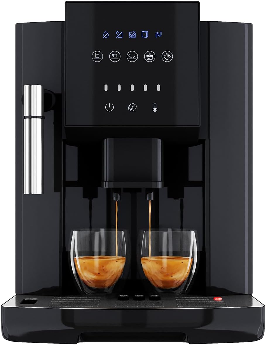 ProfiCook® fully automatic coffee machine with milk frothing nozzle for cappuccino, cone grinder, with preheating function for cups, Italian professional pump, touch display, coffee machine, PC KAV