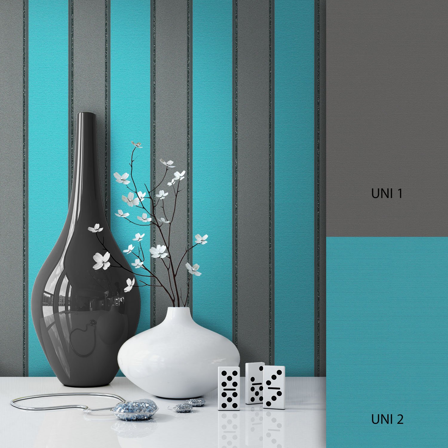 Newroom Design Newroom Wallpaper Grey Non-Woven Wallpaper Black Silver Classic, Beautiful 