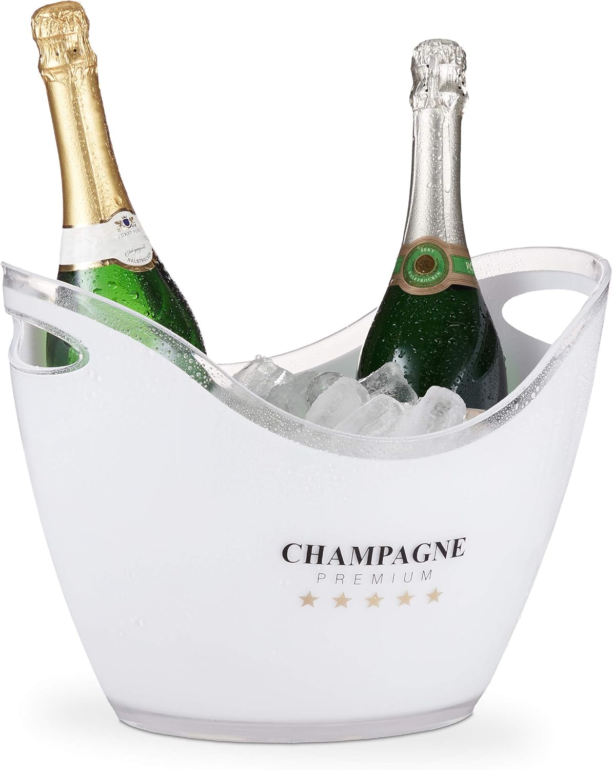 Relaxdays 10028655 Champagne Cooler, Premium 6 L Volume, Drinks Cooler, H x W x D: 25.5 x 34.5 x 26 cm, White