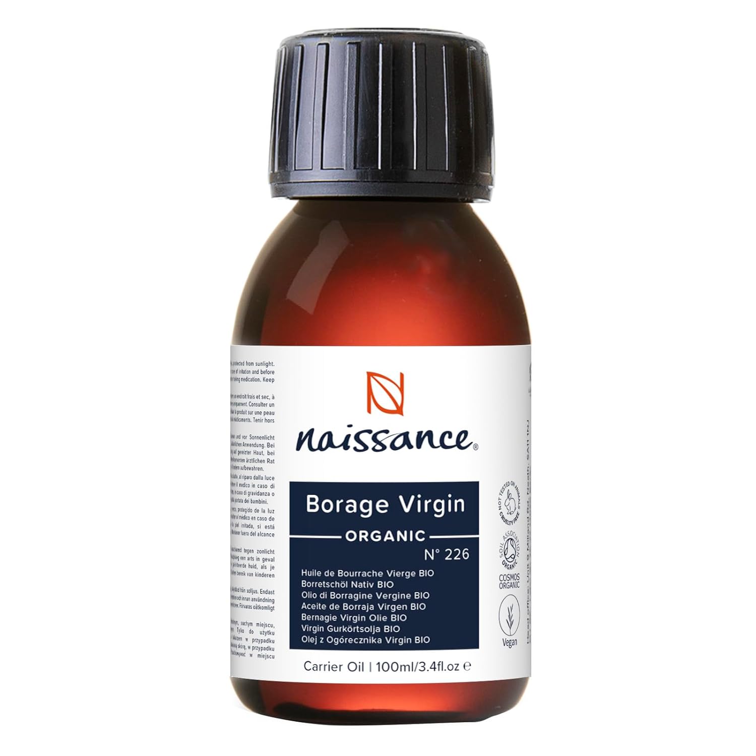 Naissance Organic Borage Oil (No. 226) – 100 ml – Natural Pure, Cold Pressed Borage Oil for Skin, Hair, Body, Face