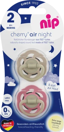 NIP Schnuller Cherry Air Night latex, brown/red, size. 2, from 6 months, 2 hours