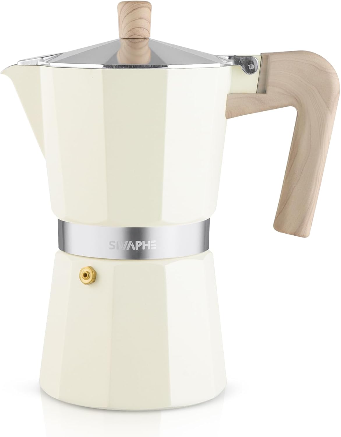 Sivaphe Store Sivaphe Espresso Coffee Machine 9 Cups / 450 ml Aluminium Moka Jug, Coffee Maker Moka Pot for Hob, Gas and Electric Hob, Heat Resistant Handle, White