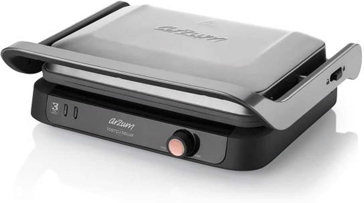 Arzum Tostçu Delux Grill, Panini Press and Sandwich Maker, Removable Non-Stick Granite Cast Iron Plate, Reversible, Healthy Grill, Stainless Steel