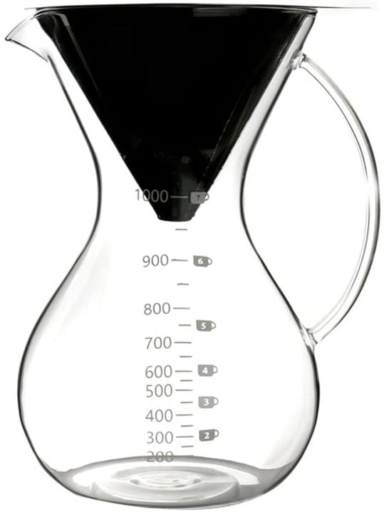 Sheny pour over Coffee Maker Hand Coffee Stainless Steel Hand Filter + Glass Body (1000 ml)