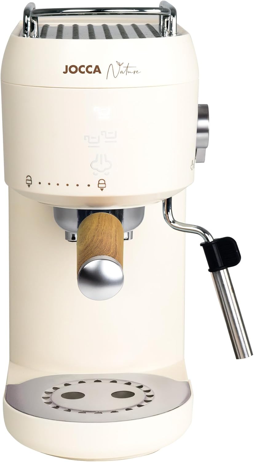 Jocca - Espresso Machine 20 Bar with Steamer, 1400 W, Tank 1 L, Illuminated Touch Buttons, Cup Warmer and Thermoblock for Quick Heating