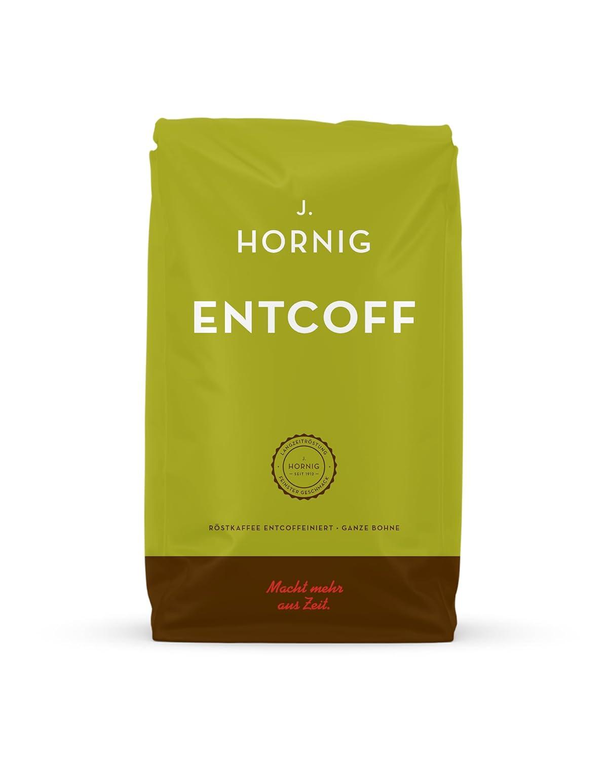 J. Hornig Coffee Beans Decaffeinated, Entcoff, 500g whole beans, decaffeinated coffee with mild taste, for fully automatic machines, filter coffee and espresso maker